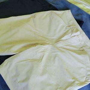 2 pairs Eddie Bauer shorts navy and stone